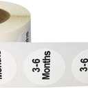 White Circle 3-6 Months Clothing Size Stickers for Retail Apparel 0.75 Inch 500 Total Adhesive Labels