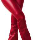 LovelyWholesale Women Faux Leather Pants High Waisted Flare Pants for Concert Party Club
