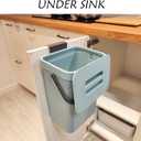 stonespace Compost Bin Kitchen, Under Sink Compost Bin Indoor Sealed, 3.2 Gallon/12L Compost Bucket for Kitchen, Wall Mounted Trash Can，Small Trash Can with Lid，1 Pack Blue
