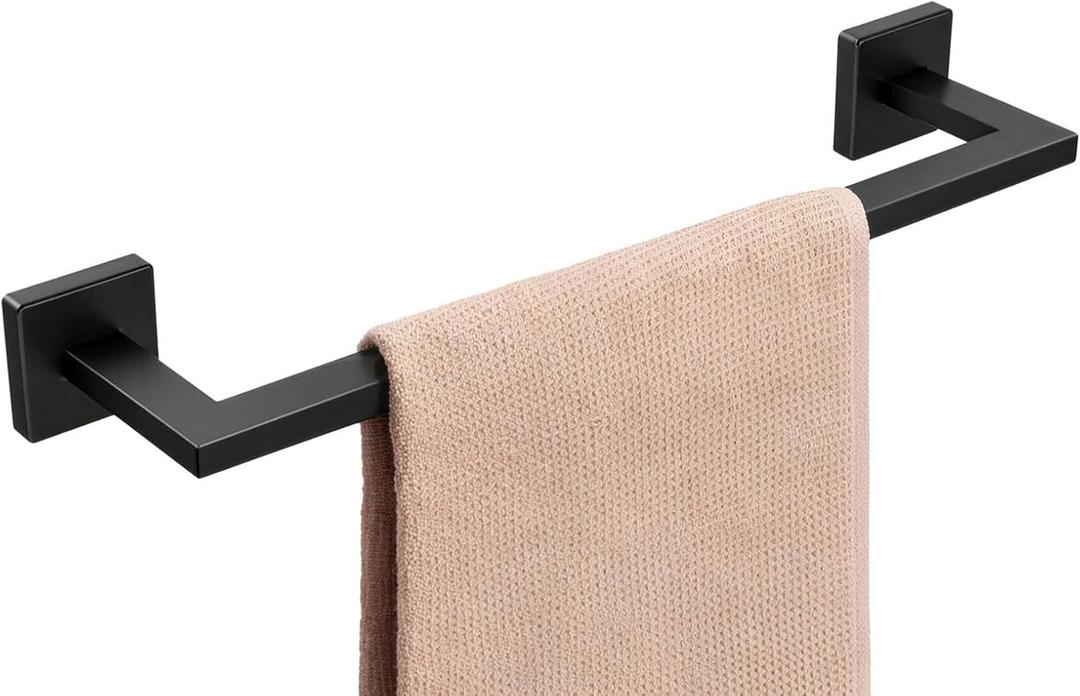Matte Black Towel Bar, 16 Inch Towel Rack for Bathroom Wall Mounted, Thicken Stainless Steel Heavy Duty Hand Towel Holder, Space Saving Towel Rod Modern Home Decor