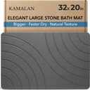 32x20 Large Stone Bath Mat for Floor, Diatomaceous Earth Shower Mat,Non-Slip Quick Drying, Super Absorbent Diatomite Stone Bath Mat Elegant Modern Design, Grey (StormGrey)