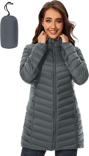 Women's Hooded Lightweight Packable Puffer Jacket Warm quilted insulation, zippered pockets, wind-resistant comfort, packs easily for travel, daily wear and commuting, Small