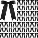 Riceshoot 50 Pcs Twist Tie Bows 3.5x5 Inch Satin Ribbon Bow for Gift Wrapping Bag Cake Craft DIY Wedding Birthday Party Decor (Black)