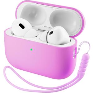 ORNARTO Compatible with AirPods Pro 3 Case 2025, Full Protective Hybrid Silicone for AirPods Pro 3rd Generation Case, Front LED Visible Skin Cover-Cherry Blossom