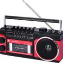 Portable Cassette Player with AM/FM/SW Radio & BT, Boombox for Home and Travel, Record from Radio, Play via SD/USB, Headphone Jack, AC/Battery Power