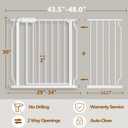 Fairy Baby 43.5-48 Inch Wide Easy Step Safety Gates for Doorways, Extra Wide Pet Gate for Dogs Puppy, Pressure Mounted No Drill Auto Close Baby Gates, Adjustable Metal, White
