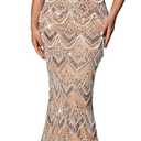 Women Off Shoulder Sequin Mermaid Evening Dress Lace Up Back Formal Gown Beaded Bodycon Prom Dress Party Wedding Guest (Large, #1 Champagne)