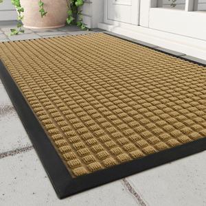 MontVoo-Door Mat Outside Entrance Outdoor Indoor Front Doormat for Entryway-Durable Rubber Backed Welcome Entry Mat Non Slip Dirt Trapper Absorbent-Yellow 24’’x47’’