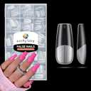 Luckyfairy Coffin Nails Tips-15 Sizes Pre-buff Matte Full Cover Gel Nail Tips 360pcs Medium Clear Coffin False Acrylic Nail Tips for Nail Extensions DIY Art