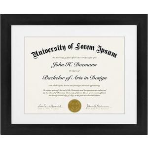 Americanflat 11x14 Diploma Frame with Shatter-Resistant Glass - Use as 8.5x11 Frame with Mat or Display 11x14 Documents Without Mat - Certificate Frames with Engineered Wood for Wall Display - Black