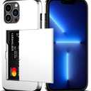 Nvollnoe for iPhone 13 Pro Max Case with Card Holder Heavy Duty Protective Dual Layer Shockproof Hidden Card Slot Slim Wallet Case for iPhone 13 Pro Max for Women&Men(White)