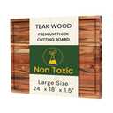 Extra Large Teak Wood Cutting Board 24x18 Inch for Meat, Brisket & Professional Kitchen Prep, 1.5" Thick Edge Grain Butcher Block with Deep Juice Groove & Handle, Non-toxic Board by New M Way