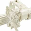 1-1/8 Inch Diameter Aged White Curtain Rods with Cherub Finial, 72-144'' Telescoping Single Curtain Rods for window width 68-140 inch, 1 pack