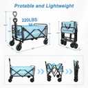 Yesker Foldable Wagon - 220lbs Collapsible Garden Carts with All Terrain Wheels for Outdoor Camping Sports Shopping Gardening - Heavy Duty Portable Utility Trolley (Blue)
