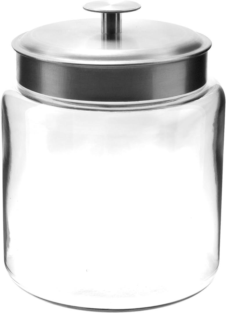 Anchor Hocking 77978 Mini Montana Jar with Brushed Aluminum Metal Cover, Glass, 96-Ounce