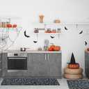 2 Set of Halloween Kitchen Mat 20x60 and 20x30 Inch Black Dancing Skeleton Kitchen Rug Non-Slip Washable Rug for Halloween Home Decor