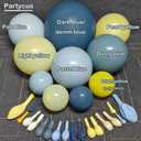 Dusty Blue Yellow Balloon Arch Kit Double Stuffed Dark Pastel Blue Light Yellow Pearl Balloon Garland for Birthday Bridal Wedding Baby Shower Lemon Valentines Party Decoration