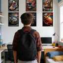 Black Framed Graffiti Wall Art Football Prints Teen Boys Room Wall Decor Colorful Football Inspirational Posters Sport Themed Wall Art for Athletic Trendy Spaces