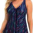 Yonique Women's Flowy Tankini Top - Modest Swim Top with Loose Fit, No Bottom M