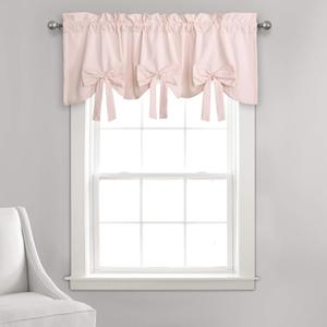 Lush Decor Melody Bow Window Curtain Valance, 18" x 52" + 2" Header, Blush (Blush)