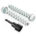 3/8" x 2-1/2" Concrete Screws, Zinc Plated Large Diameter Concrete Screw for Anchoring to Masonry, Concrete, Brick or Block, 25 PCS (Including One Socket Wrench)