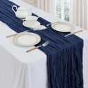 12 Pack Navy Blue Cheesecloth Table Runner 10ft Boho Gauze Fabric Cheese Cloth Table Runner 35 x 120 Inch Rustic Sheer Runner for Holiday Baby Shower Home Décor Party Wedding Decoration