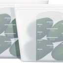 Reusable Silicone Food Storage Bag, for Microwave, Oven, Fridge, Freezer & Sous Vide Zip Sealed Containers (2 Middle size 32oz 1000ml)