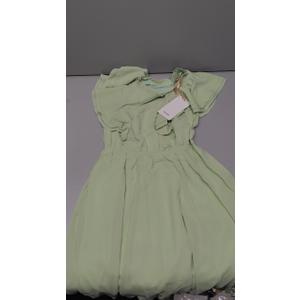 GRACE KARIN Girls Dress Formal Party Wedding Guest Pageant Dress for Teen Girls Ruffle Backless Maxi Sundress, Light Green, 8-10y