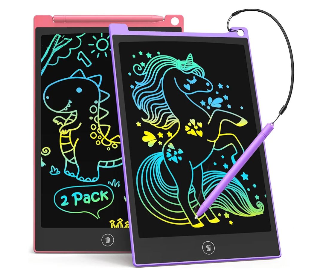 TECJOE 2 Pack LCD Writing Tablet, 8.5 Inch Colorful Doodle Board Drawing Tablet for Kids, Kids Travel Games Activity Learning Toys Birthday Gifts for 3 4 5 6 Year Old Boys and Girls Toddlers