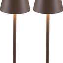 KDG 2 Pack Cordless Table Lamp,Portable LED Desk Lamp, 4000mAh Battery Operated, 3 Color Stepless Dimming Up, for Restaurant/Bedroom/Bars/Outdoor Party/Camping/Coffee Shop Night Light(Brown)