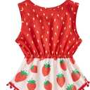 UNICOMIDEA 0-24 Months Baby Floral Romper Infant Playsuits Headband Jumpsuit Toddlers Outfits (12-18 Months, A18-red White)