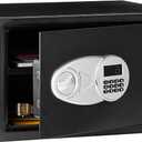 Amazon Basics Steel Security Safe and Lock Box with Digital Keypad, Easy to Use, Removable Shelf, Secure Cash, Jewelry, Documents, Black, 1.2 Cubic Feet, 16.9-x-14.6-x-10.6-inches (WxDxH)