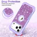 LONTECT for iPhone 17 Pro Case Glitter Sparkly Bling 3 in 1 Shockproof Heavy Duty Hybrid Sturdy High Impact Protective Cover Case for Apple iPhone 17 Pro 6.3 inch 2025,Purple