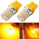 PHINLION 7443 Amber LED Turn Signal Light Bulbs, Super Bright 3014 72-SMD T20 7440 7444 LED Yellow Bulb for Rear Front Turn Signal Blinker Parking Lights, Pack of 2