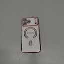 Magnetic Glitter Diamond for iPhone 17 Pro Max Case[Compatible with MagSafe] Sparkle Rhinestone Camera Lens Protector Plated, Crystal Clear Slim Military Drop Shockproof Cover for Women, Pink