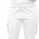 LovelyWholesale Sweatsuits Women 2 Piece Outfit Hoodies and Cargo Sweatpants Matching Sets White Small