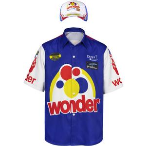 Men's Ricky Bobby shirt Talladega Nights Full costume with Hat for Halloween Costume (My2021173-3) 3XL