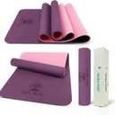 Live Well Thick Yoga Mat - 6mm TPE Non-Slip Exercise Mat for Home Gym, Dual Color (Purple/Pink) Yoga Mats for Women, 6ft x 2ft