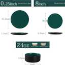 Dinnerware Sets, 24-Piece Plates and Bowls Set for 8, Matte Green