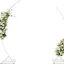 Metal Open Arch Backdrop StandHalf Moon Arch Stand Set of 2,Wedding Archs for Ceremony,Birthday,Wedding,Bridal Baby Shower,Anniversary,Floral Stand (White)