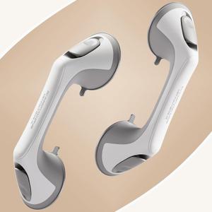 2 Pack 12 Inch Grab Bars for Bathtubs and Showers for Seniors, Heavy Duty Shower Handle for Elderly, Suction Cup Removable Handrails Handicap Bath Grip Bathroom Upgrade Safety Grips (Gray)