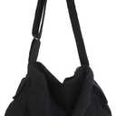 KlaOYer Canvas Messenger Bag Large Hobo Bag Crossbody Shoulder Bag Tote Bag with Pocket for Women and Men (Black 2)