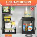 Under Sink Organizer and Storage for Bathroom and Kitchen - 2 Pack 3 Tier Under Cabinet Pull Out Shelf Organizers - Slide Out Drawer Organization for Home Cabinets Shelves and Drawers
