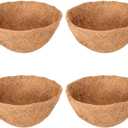 Halatool 4 PCS 10 Inch Round Coco Liners Hanging Basket 100% Natural Replacement Coconut Fiber Liner for Garden Flower Pot Vegetables Herbs