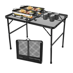 3x2 FT Folding Camping Table Foldable Grill Table for Outdoor BBQ, Metal Portable Camping Grill Stand with Mesh Desktop, Adjustable Height Lightweight BBQ Tables Black 3x2 FT Folding Camping Table Foldable Grill Table for Outdoor BBQ, Metal Portable Camping Grill Stand with Mesh Desktop, Adjustable Height Lightweight BBQ Tables Black
