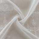 White Sheer Curtains Floral Embroidery Rod Pocket Voile Drapes for Living Room, Bedroom, Window Treatments Semi Flower Pattern Curtain Panels for Kitchen, Yard,54 x 63 Inch, 2 Panels