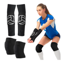 Hungdao 1 Set Volleyball Knee Pad and Arm Sleeve Volleyball Accessories Stuff Forearm Elbow Sleeve Wrist Guard with Protection Pad and Thumb Hole for Women Men Adult(Classic)