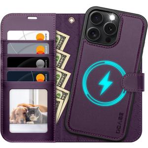 OCASE for iPhone 16 Pro Max Case Detachable Wallet Case with Card Holder, 2 in 1 Pu Leather Flip Folio with RFID Blocking Stand Wrist Strap Shockproof Phone Cover 6.9 Inch 2024, Dark Purple