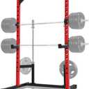 OPPSDECOR Multifunctional Squat Rack, Adjustable Power Rack Stand for Home Gym, Strength Training Power Cage with Wide & Narrow Pull up Bar, J-Hooks, Safety Spotter Arms, Weights and Bar Storage (Black)