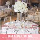Tudomro 8 Pcs White and Rose Gold Round Plastic Tablecloth and Satin Table Runner Set 84 Inch Round Covers 12 x 108 Inch Table Runners for Wedding Birthday Party Baby Shower Anniversary